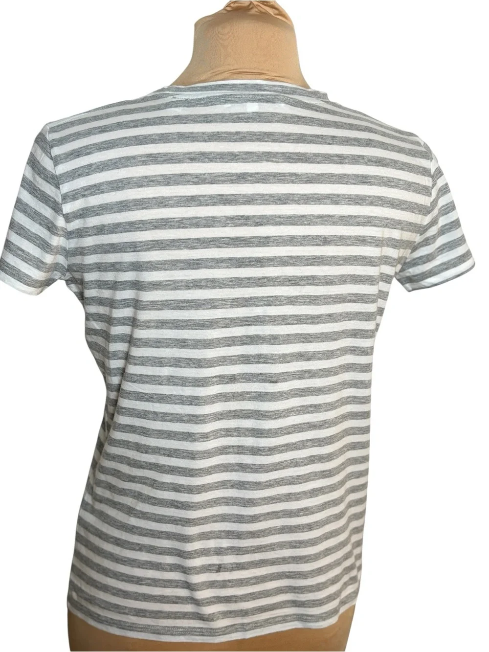 Vince Gray White Striped Pima Cotton Crew Neck Tee Shirt XS